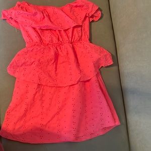 Cute strapless pink ruffle dress